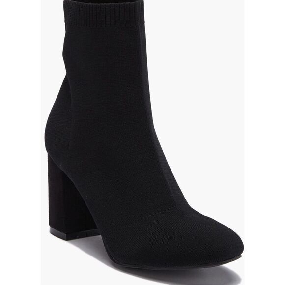 MIA‎ Stretch Boots Size 8 Black Block Heel Ankle Booties Pull On Style NEW - Picture 1 of 9